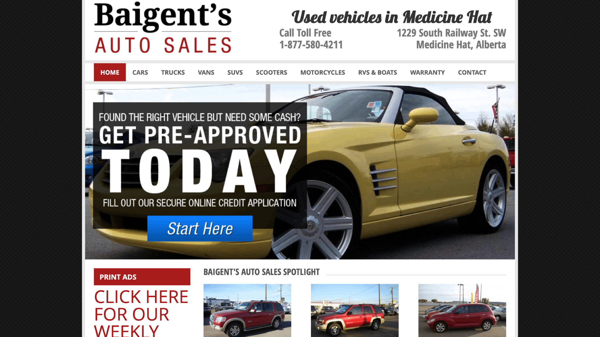 Baigent's Auto Sales website