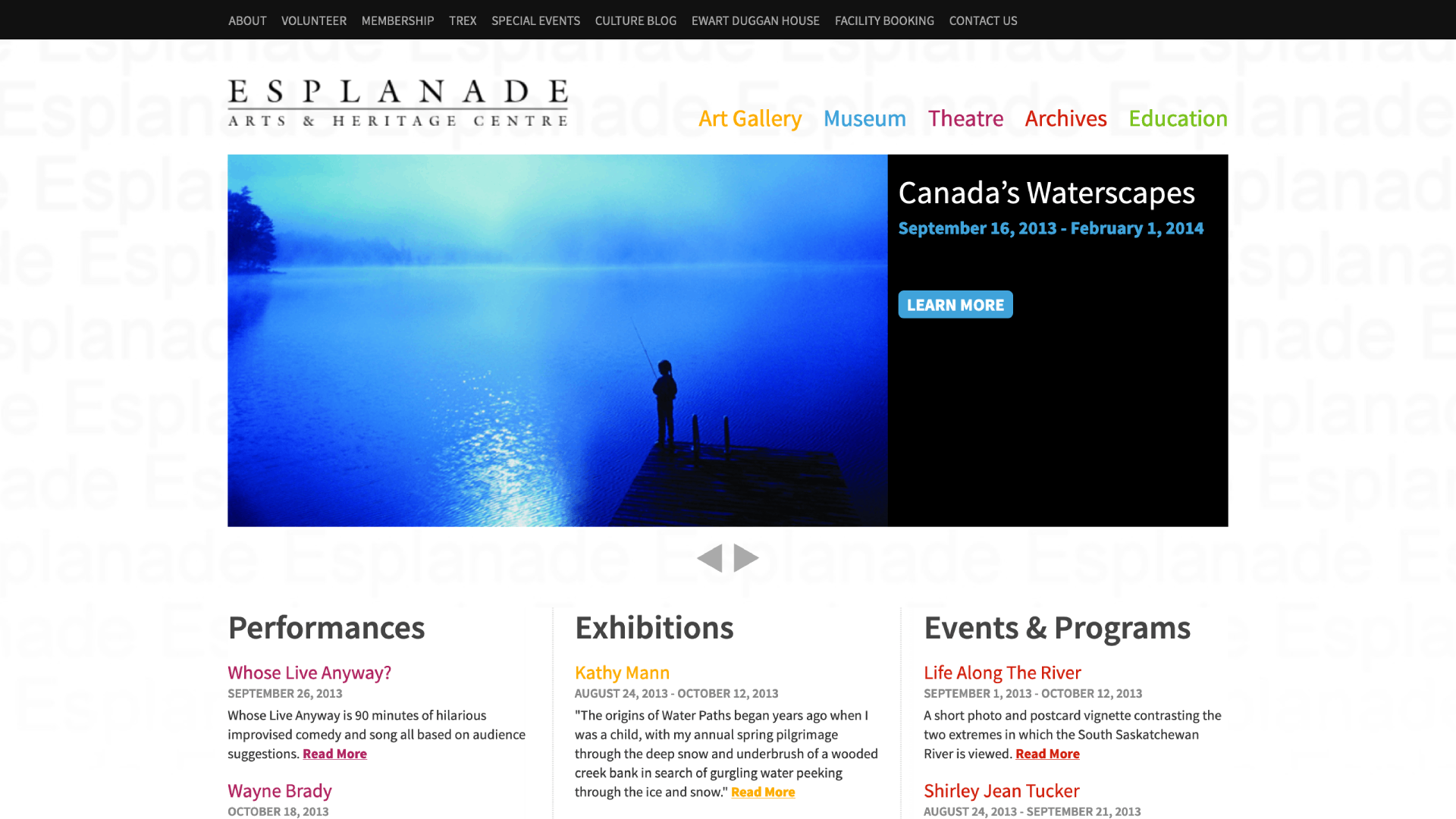 Esplanade Arts & Heritage Centre website
